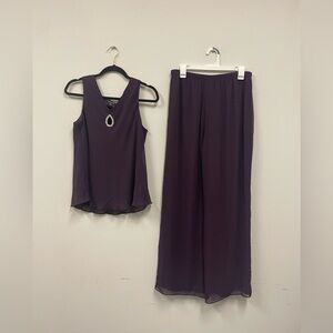 MARINA Keyhole V-Neck Chiffon Sleeveless 2-Piece Pant Set. Size 10 NWOT